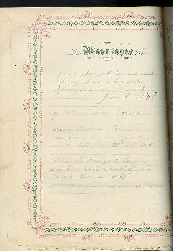 Turner Fam Bible Marriages